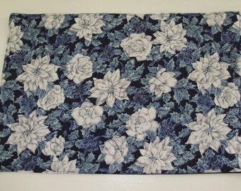Beautiful blue and silver placemats - quilted - pair