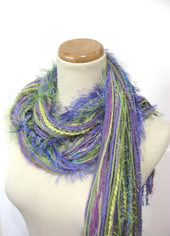 purple white and green scarf