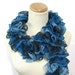 Hand Knit Ruffled Scarf -Turquoise Blue Teal Christmas