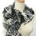 Black Gray White Ruffled Hand Knit Scarf