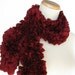 Burgundy Ruffled Scarf - Hand Knit