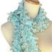 Aqua Hand Knit Ruffled Scarf
