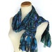 Blue Green Madnes Hand Knit Scarf - Great for Spring