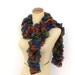 Hand Knit Ruffled Scarf - Green Orange Purple Blue