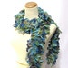 Knit Scarf, Ruffle Scarf, Blue Scarf, Hand Knit Scarf, Spring, Fiber Art, Knitted Scarf, Turquoise Scarf, Women Scarf, Fashion Scarf, Trendy