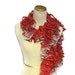 Sale Holiday Hand Knit Ruffled Scarf - Variegated Red Gray