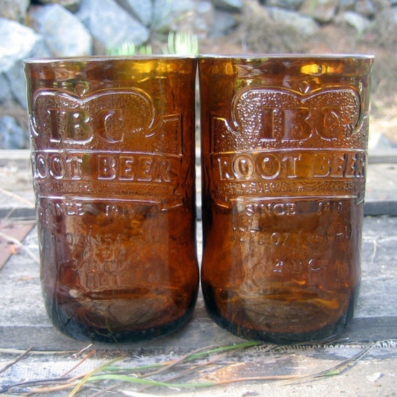 Two IBC Root Beer Juice Glasses // Recycled Glass by BottlesNWood