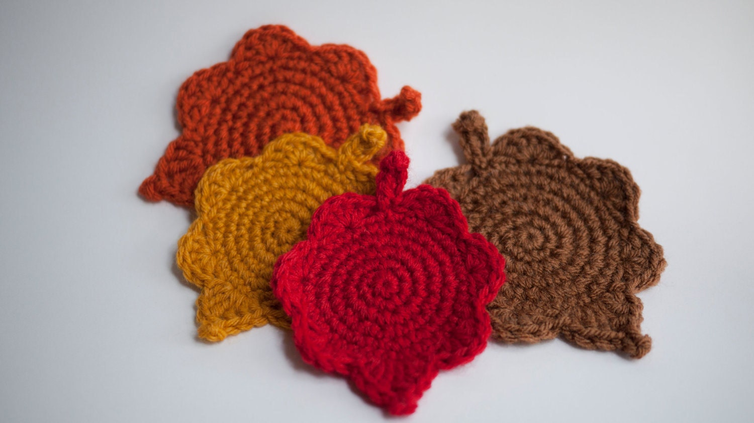 Fall Leaves Crocheted Coasters Set of Four