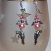 Cowgirl Pink Pearl Angel and Pistol Earrings Free Shipping in USA and Canada