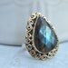 VINTAGE FIND, sterling silver labradorite ring with faceted top size 7.25