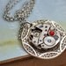 TIMELESS SPARKLE steampunk vintage petite watch movement necklace in antique silver