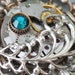 DOOR To The SECRET GARDEN steampunk antique silver feather necklace with vintage watch movement