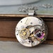 ANGEL'S NEST steampunk vintage Oris watch movement necklace with Swarovski ball cab