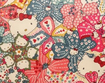 Liberty tana lawn - Mauvey Hello Kitty printed in Japan - Dark pink mix