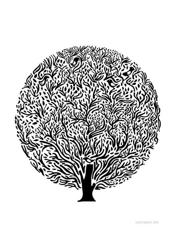 Tree Black and White Large Print Different Sizes