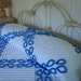 Vintage Chenille Bedspread Deep Marine Blue on White Perfect for a Seaside Cottage