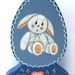 Bunny on Egg Shaped Wood, Handpainted, Home Decor, Shelf Sitter