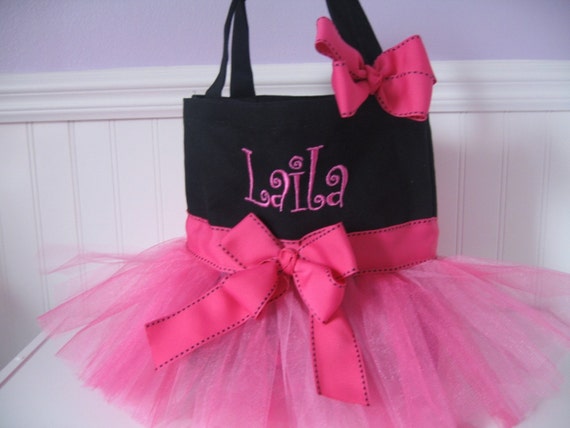Mini Tutu Tote bag Dance bag with matching hair bow Pink