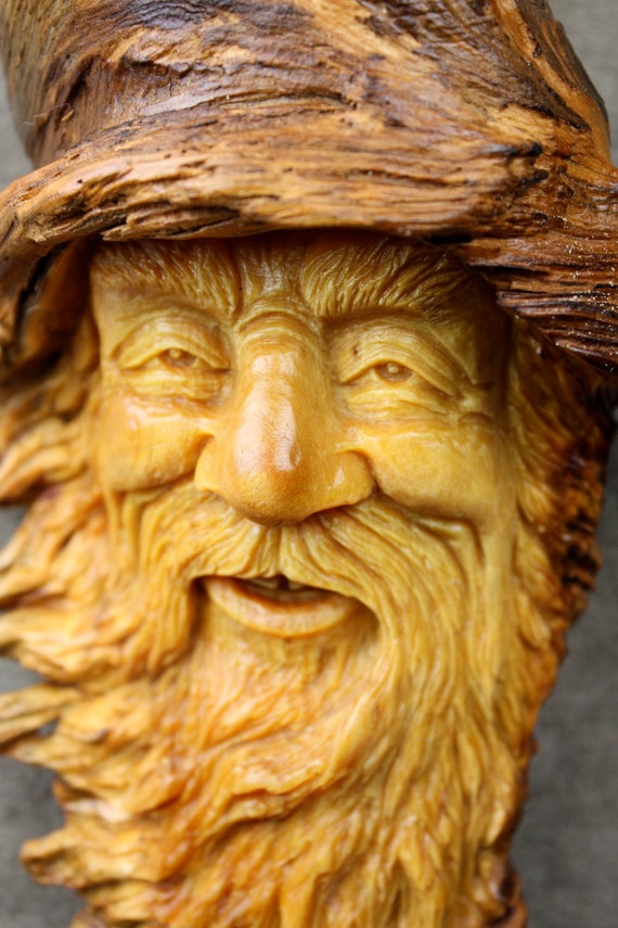 Wood carving Elf Wizard tree spirit wood spirit gift for