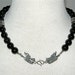 Silver Dragons & Black Obsidian, handmade beaded neckpiece