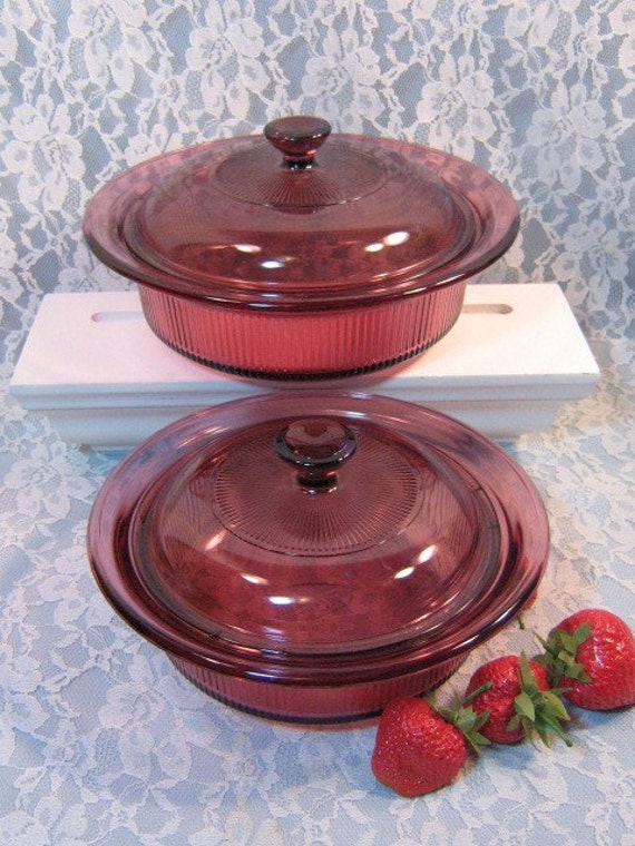Pyrex Corning Cranberry Visions Visionware Cookware Casserole