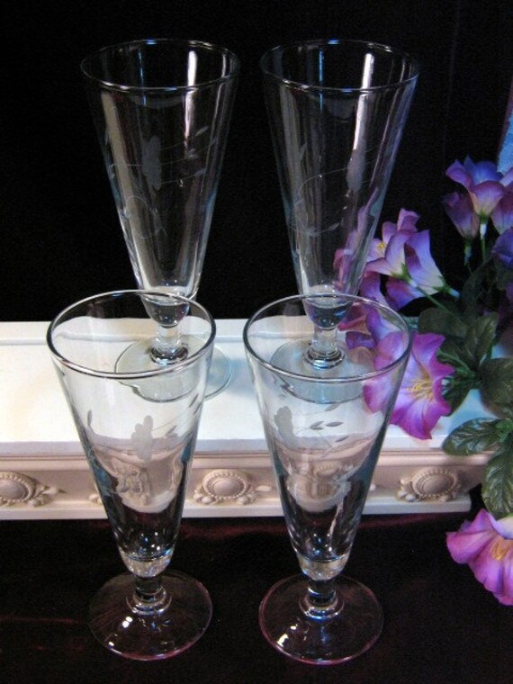 Vintage Princess House Crystal Heritage Pilsner Beer Glass Set