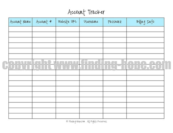 free printable account tracker