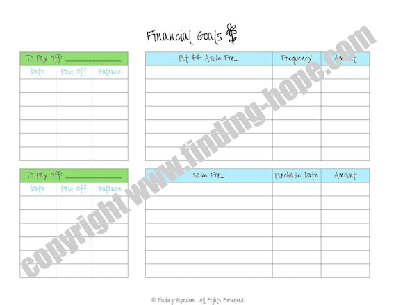 Setting financial goals worksheet