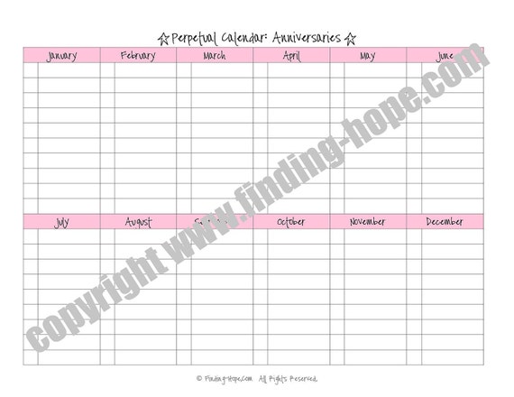 items similar to perpetual calendar printable on etsy