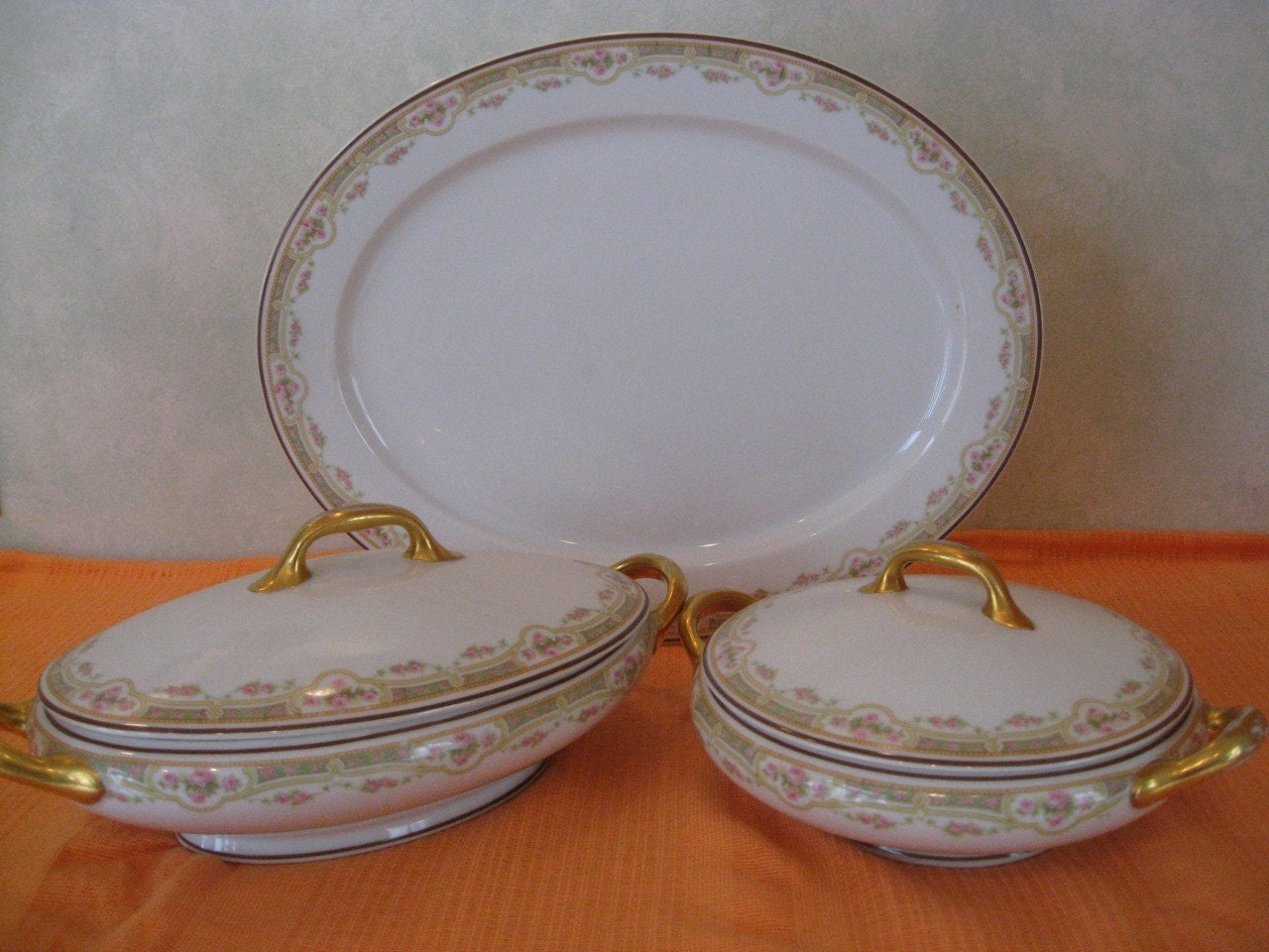 Vintage Limoges France Elite Works 5 pc Serving set platter