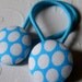 Blue Polka Dot Ponytail Holder (Amy Butler fabric) from fabric covered buttons, handmade by JEJEWELED