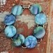 AZURE (blue, green, purple) Bracelet from fabric covered buttons, handmade by JEJEWELED