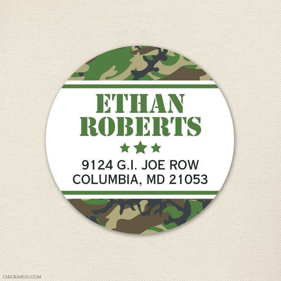 Camo Address Labels / Army Party Address Labels - Sheet of 24 Il_570xn