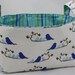 Reversible Fabric Bin - Blue Birds 10 x 5.5 x 6