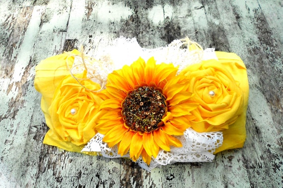 Sunflower Bridal Sash Fall Bridesmaid by TrueRebelClothing