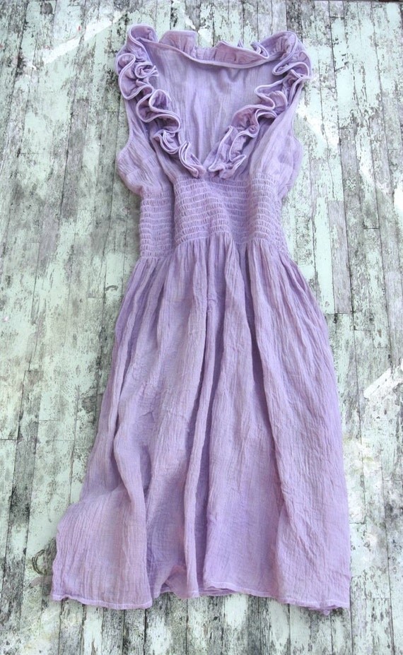Spring Plum Gypsy gauze Sundress French country Ruffle Dress