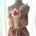 Romantic one shoulder shirt, shabby floral top, cottage chic rose blouse, womens clothing, french market