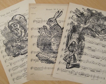 alice in wonderland vintage sheet music lot of 3