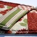 Quilted Potholder Set - Cream, Red, and Green Floral Prints