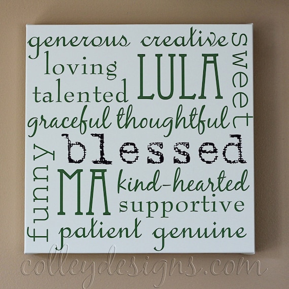 Items similar to Personalized Canvas Word Art, 14x14 Gallery Wrap on Etsy