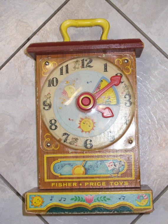 Vintage RARE Fisher Price Musical Tick Tock Clock Learning Toy