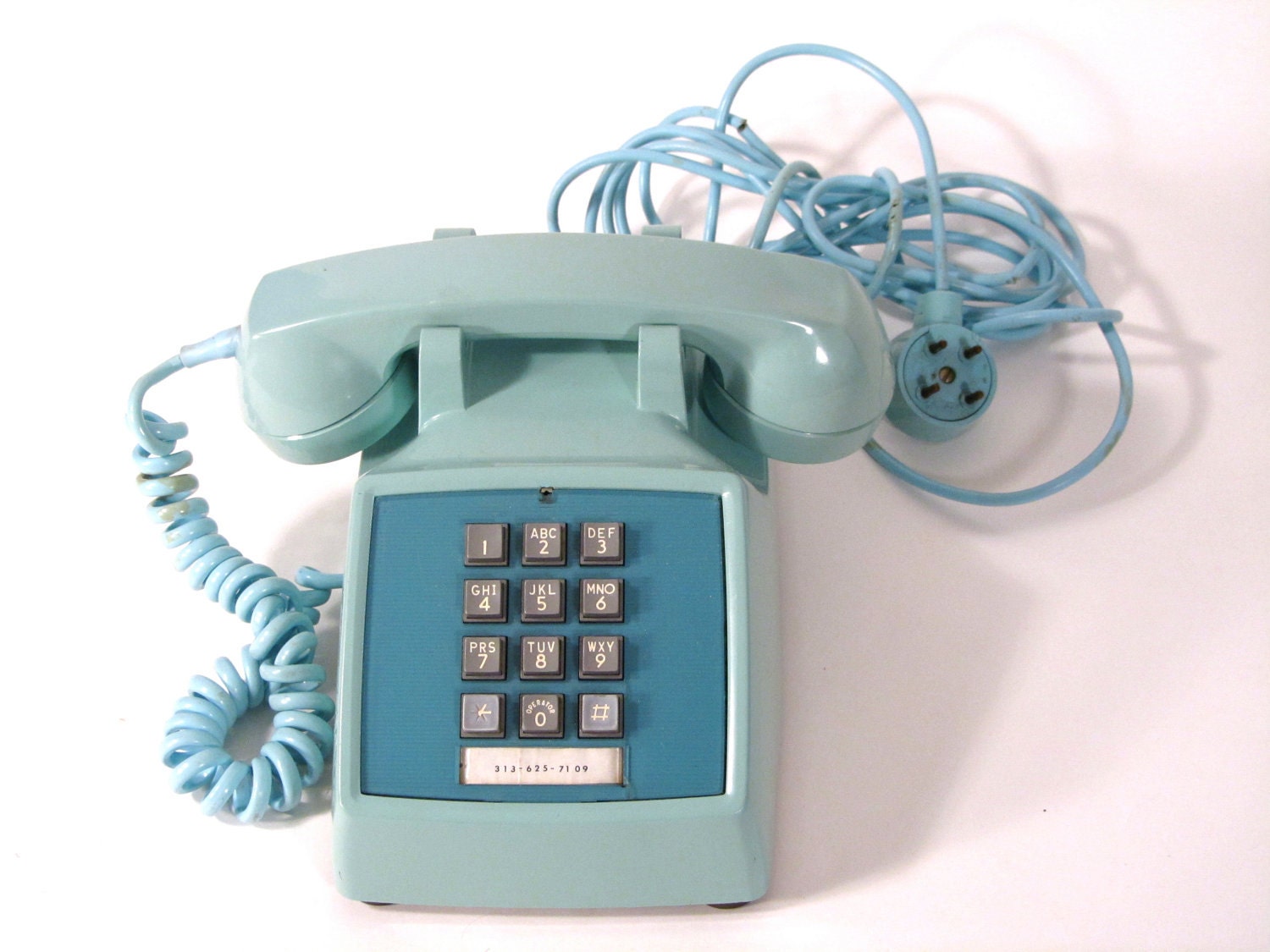 Vintage 1970s Teal Bell Touch Tone Telephone Phone