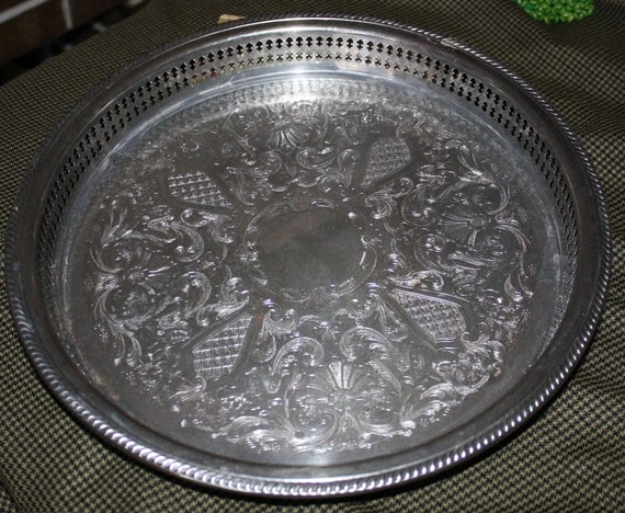 Vintage Silver Tray 13 Inch Round Pilgrim by kellielynch on Etsy