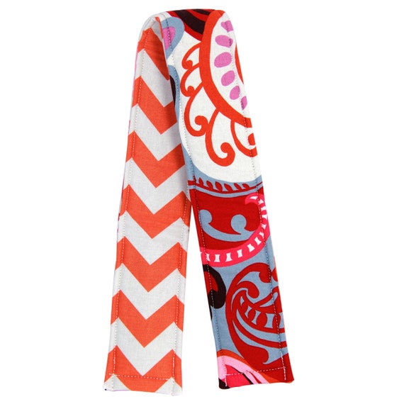 camera padded for neck strap Cover Orange White Strap Reversible Paisley Chevron and Chevron Camera