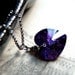 Purple Heart Necklace, Swarovski Crystal Necklace, Oxidized Sterling Silver Chain Necklace