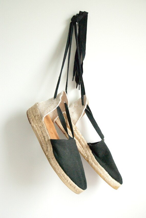 tie up black espadrilles