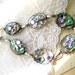 Abalone shell silver bracelet Swarovski crystals handmade bracelet GALAXY QUEST blue green mother of pearl