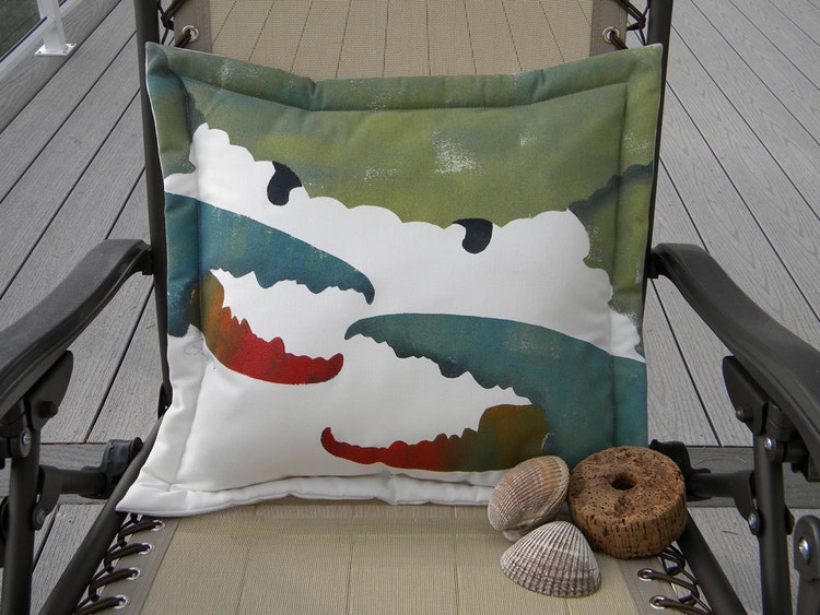 Outdoor pillow SHE CRAB 20 Revenge of the Blue Crab by crabbychris