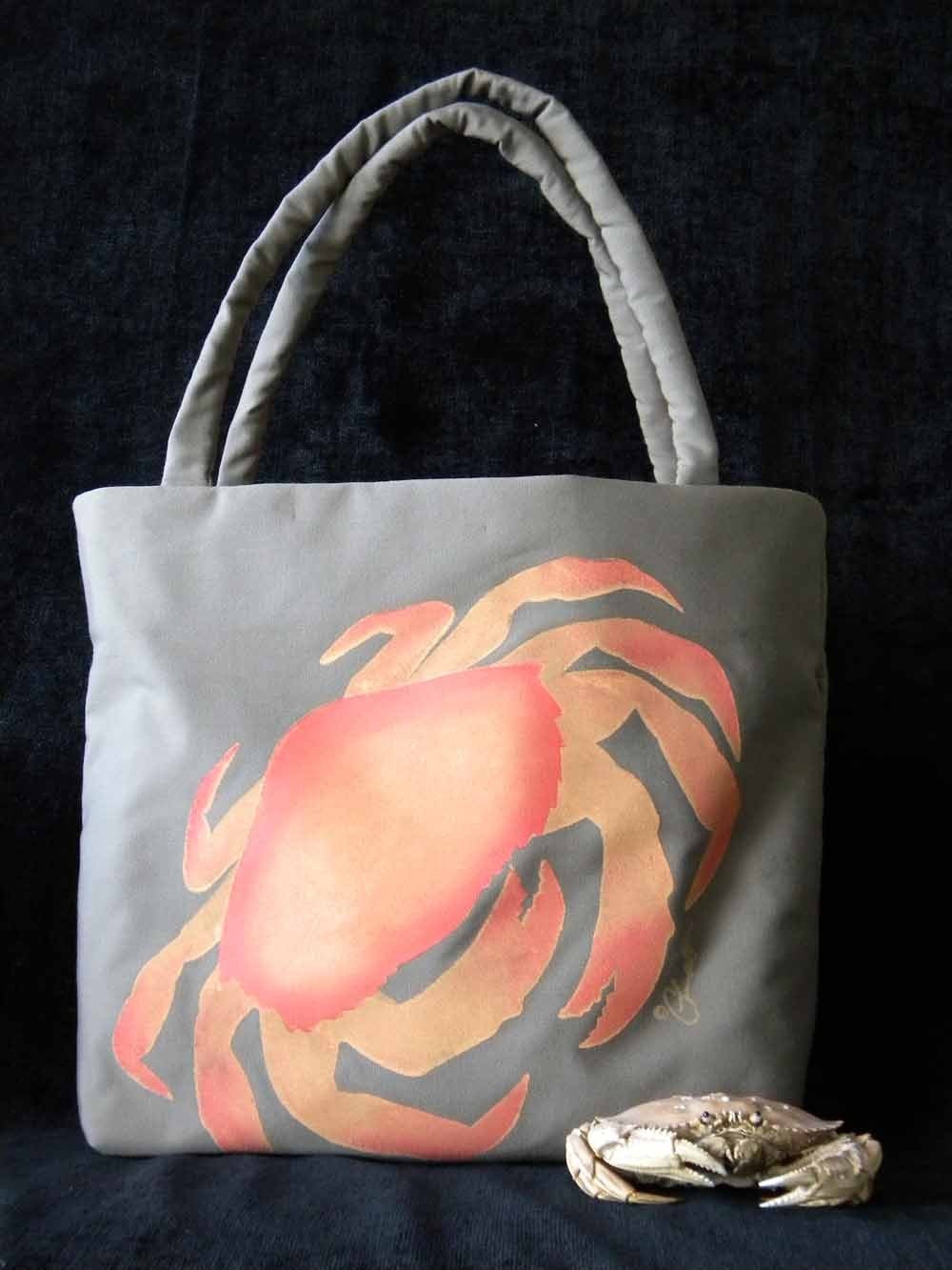 Dungeness crab purse coastal bag 15x15x6