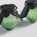 Vintage Green Glass and Metal Owl Salt and Pepper Shakers